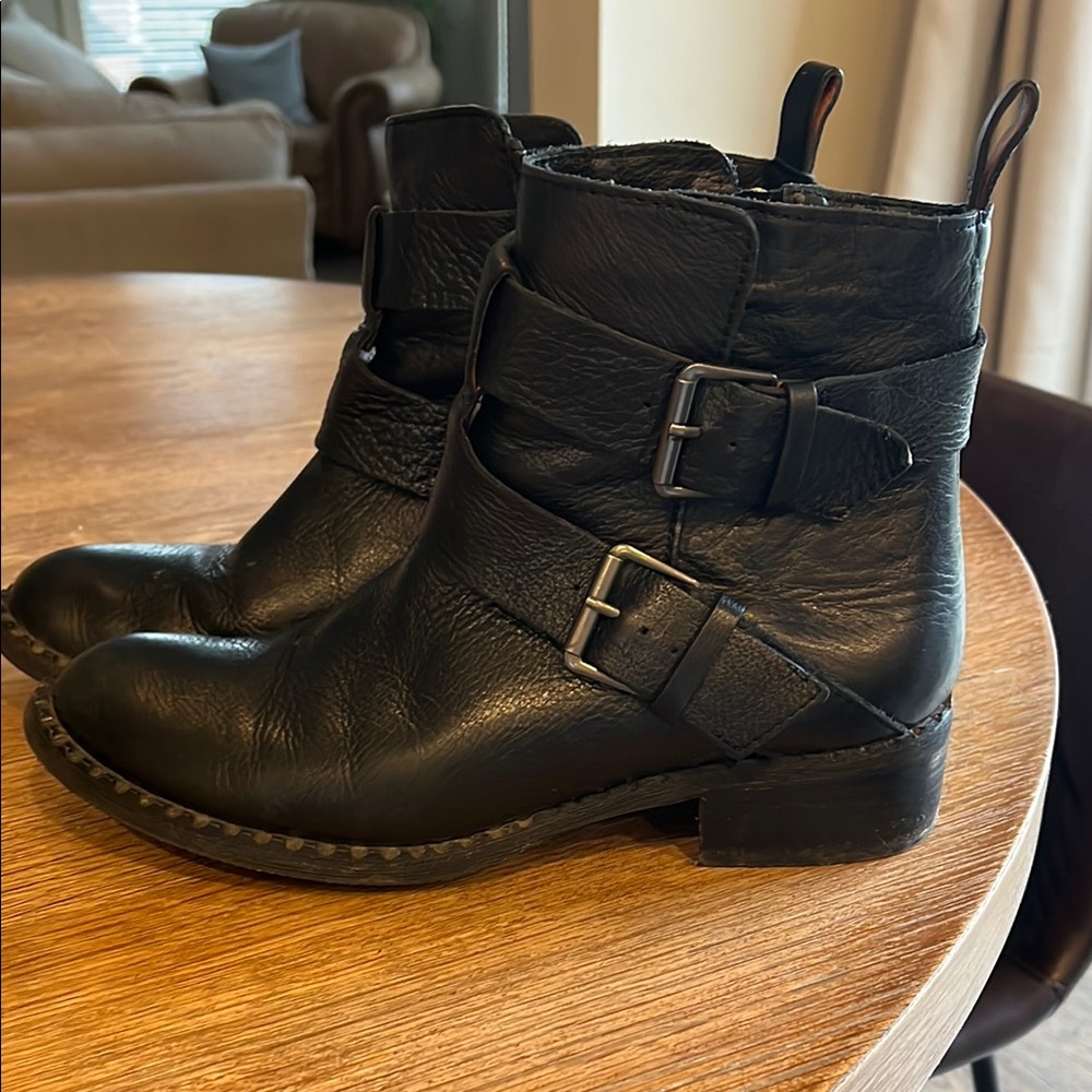 Women’s gentle souls buckled Black Leather Ankle Boots